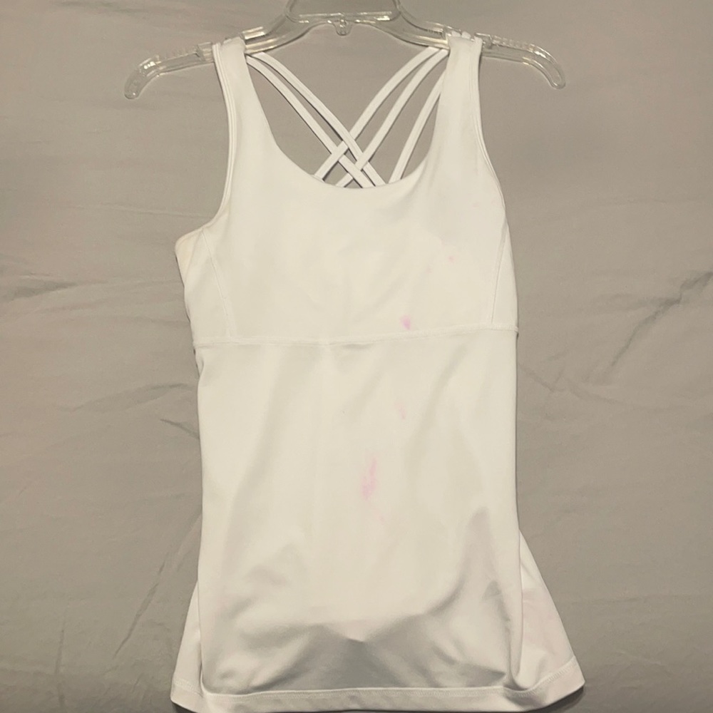 White workout tank with cute back